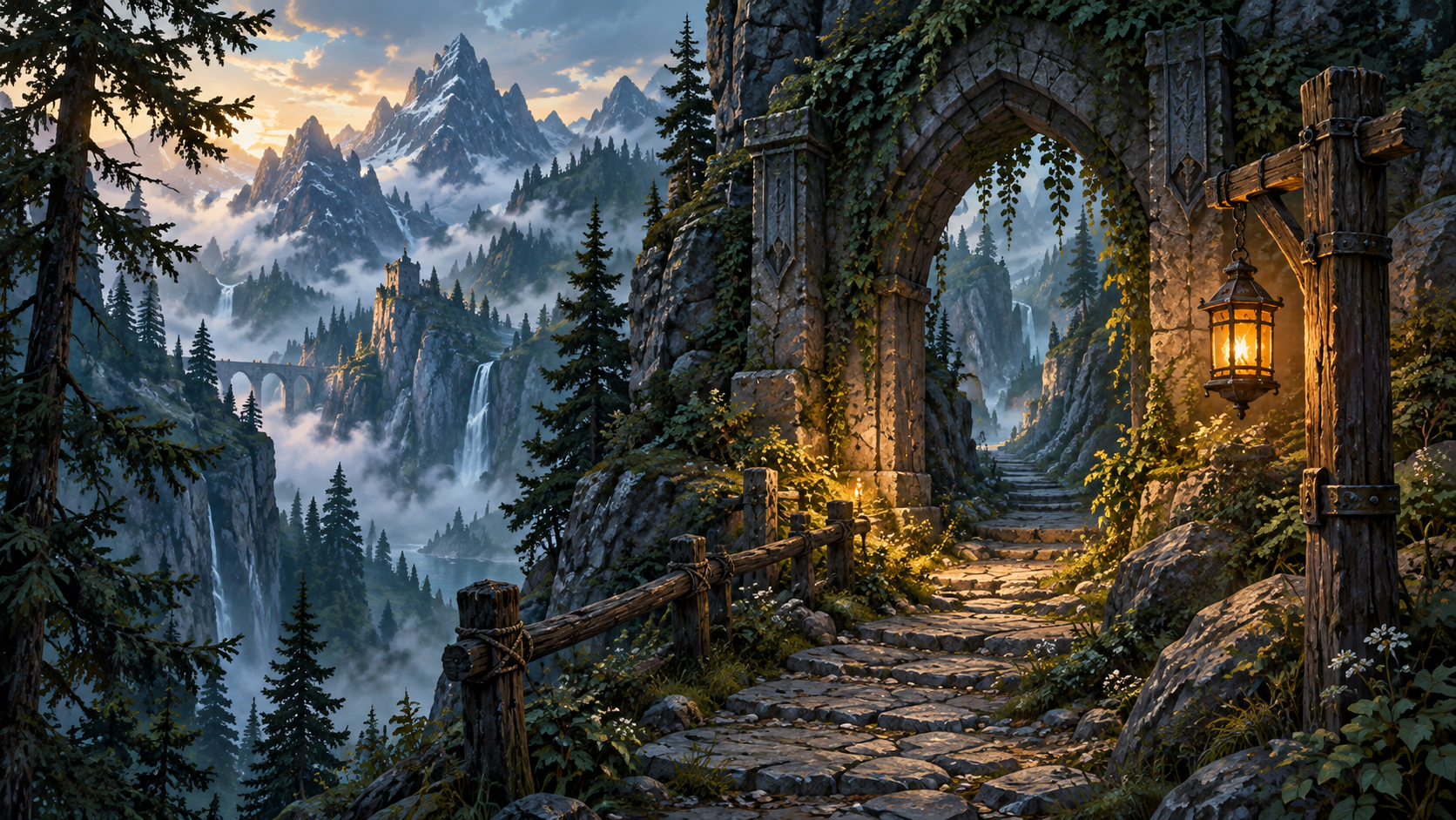 Original fantasy landscape illustration; not a game screenshot
