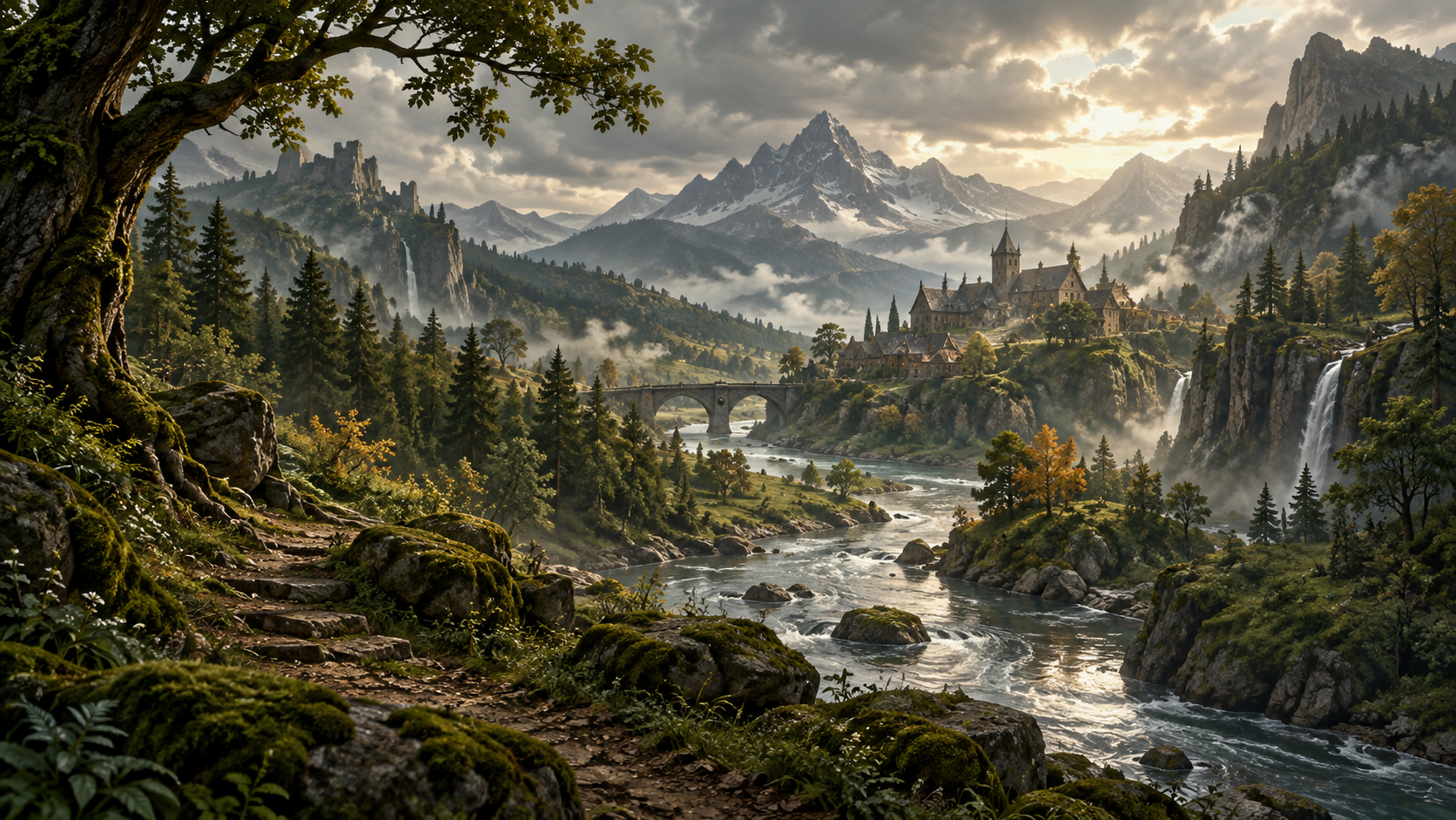 Original fantasy landscape illustration; not a game screenshot